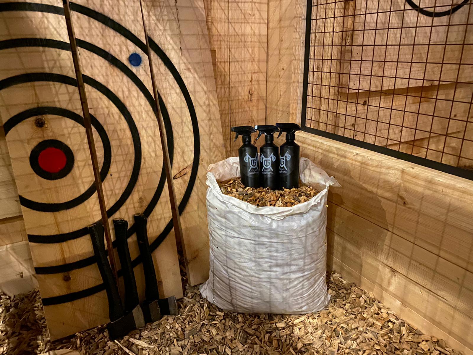 Timber target boards, throwing axes and venue consumables ready for ongoing supply