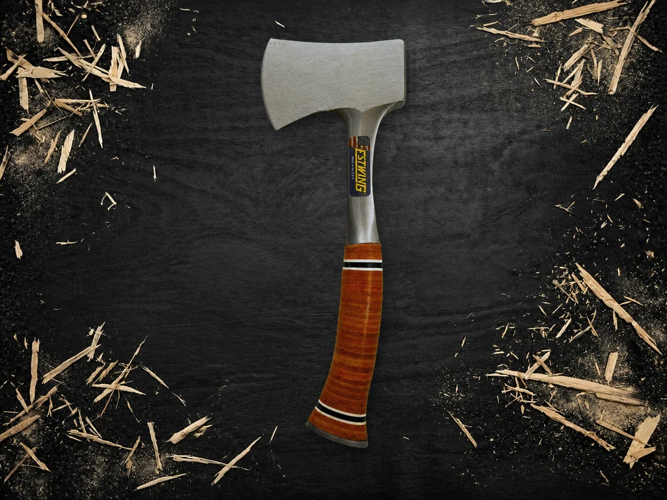 Uncovered Estwing E14A axe on the ATC black board plate