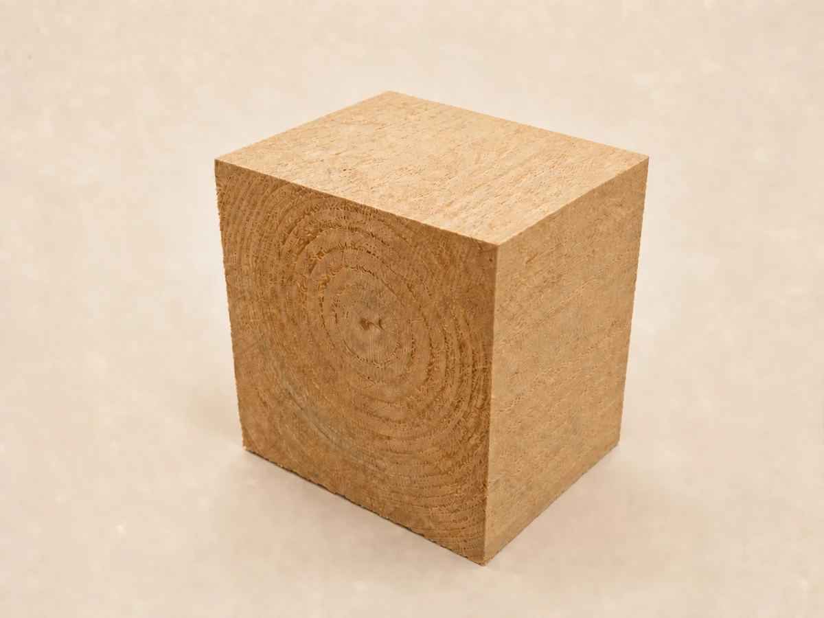 Blank 8 by 8 inch end-grain block at 150mm depth without routed grooves
