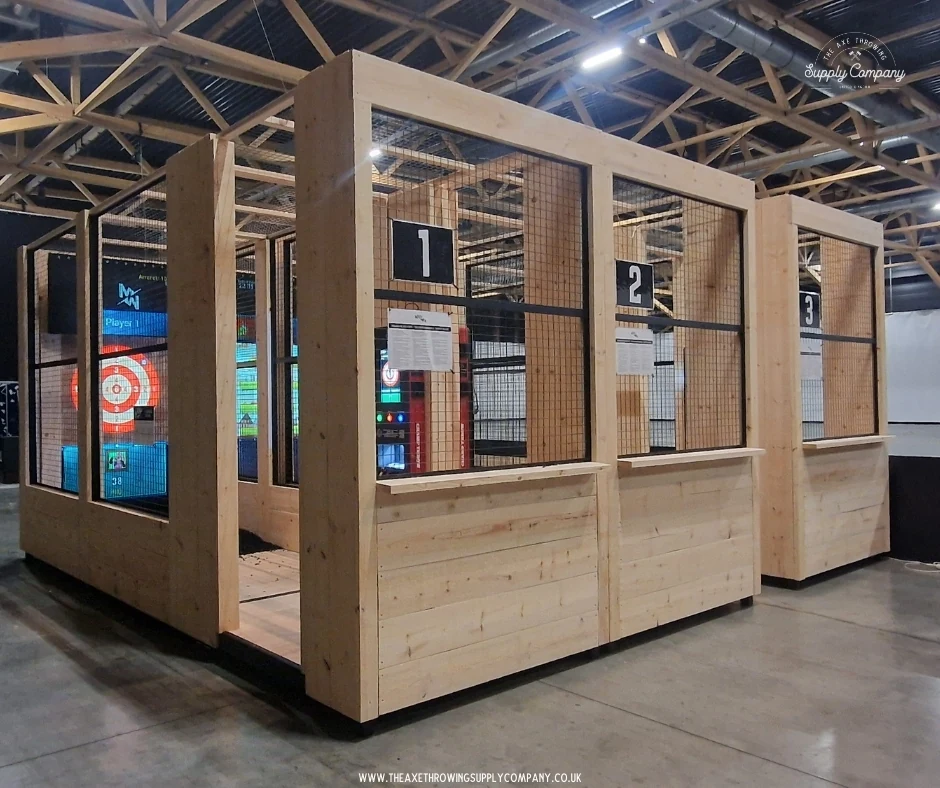 Three bespoke timber throwing lanes with interactive target systems