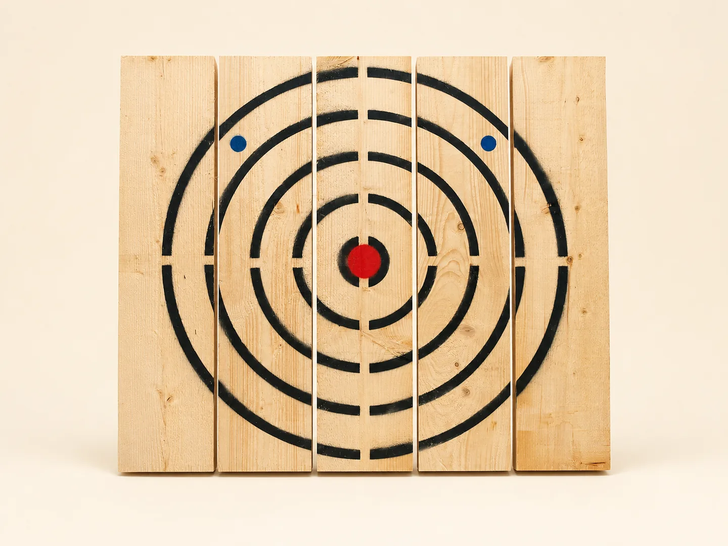 Five-panel commercial axe throwing target face on ivory